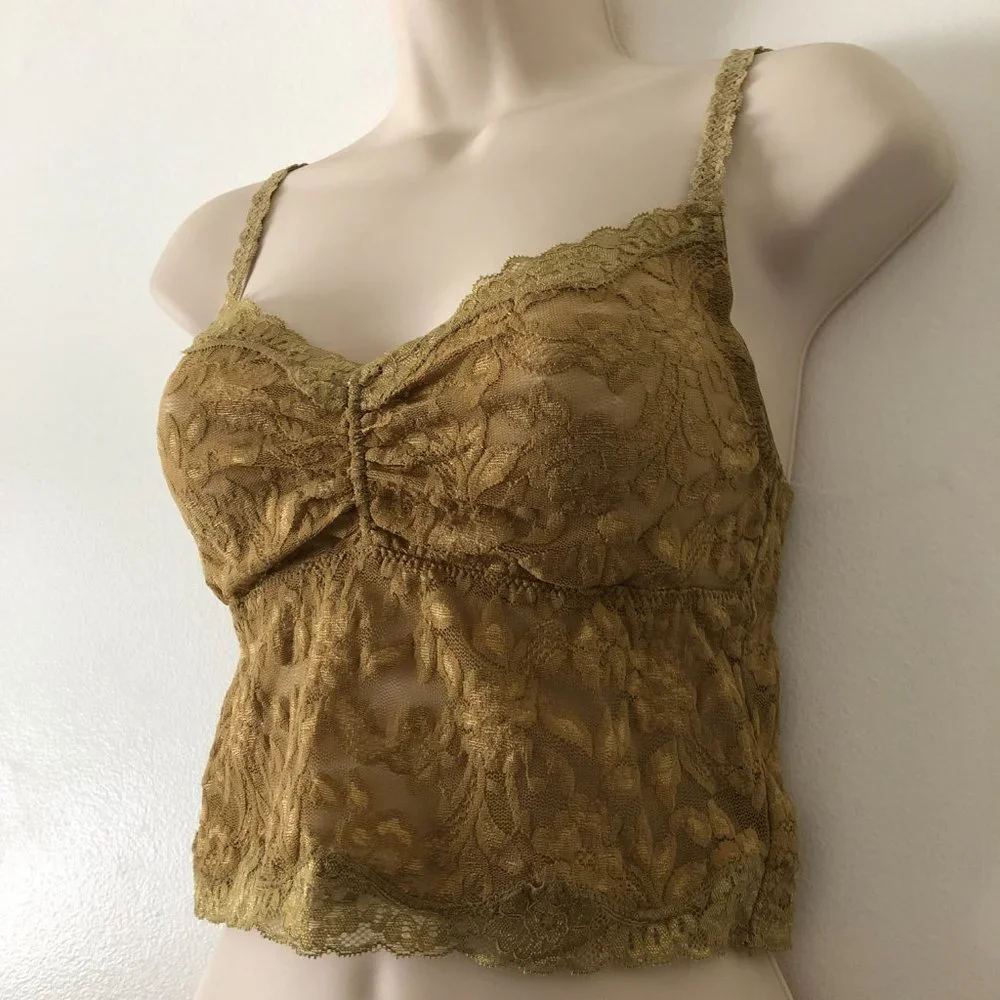 NWOT Moda International Lace Bralette in Gold/Olive Size S - Picture 3 of 7